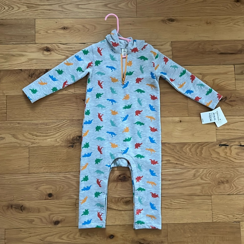 Tucker + Tate dinosaur hoodie long sleeve onesie, NWT